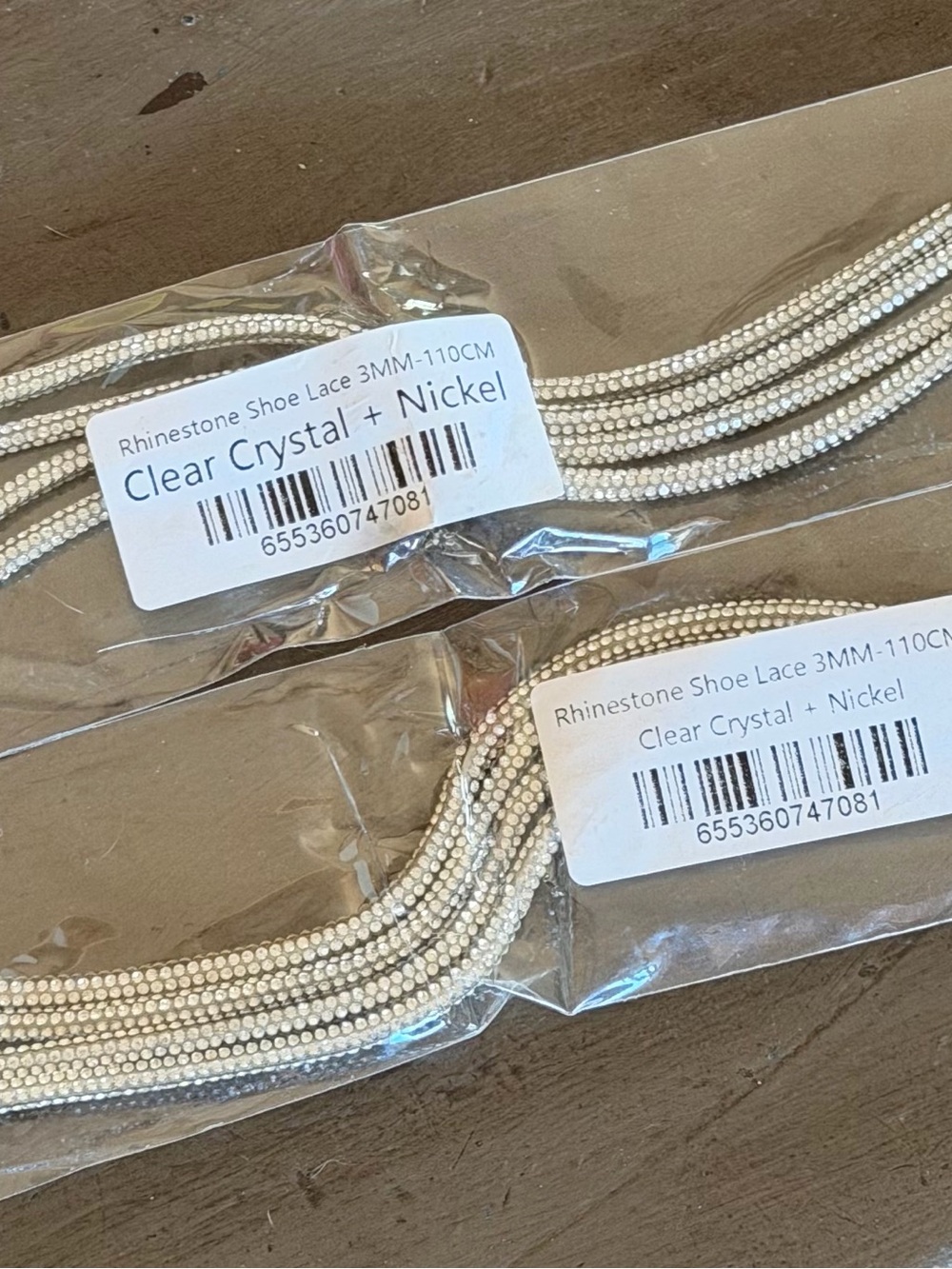 Clear Crystal Rhinestone Shoe Laces - Sparkling Silver